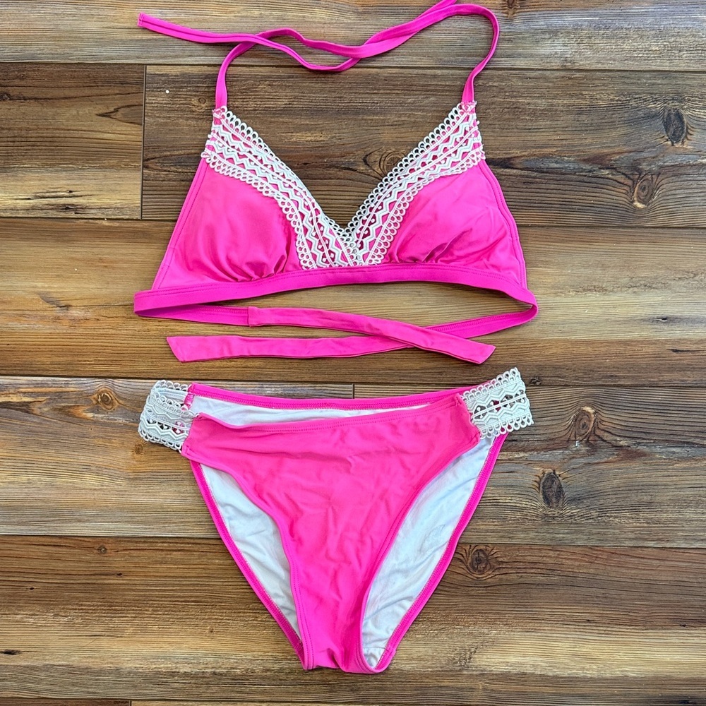 beautyin Women's Crochet Lace Bikini Two Piece Triangle Swimsuit Bathing Suits